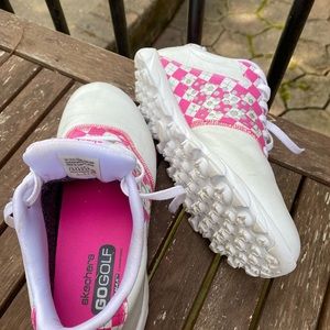 Skechers GO Golf Pink checked shoes 7.5 US
